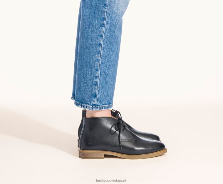 كو Hush Puppies نحيف بيلي تشوكا 2 جلد أسود حذاء طويل HZ8X4200