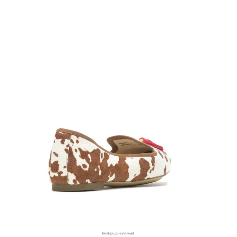 كو Hush Puppies نحيف سادي شرابة 2 شقة جلد البقر المطبوع أحذية مسطحة HZ8X448