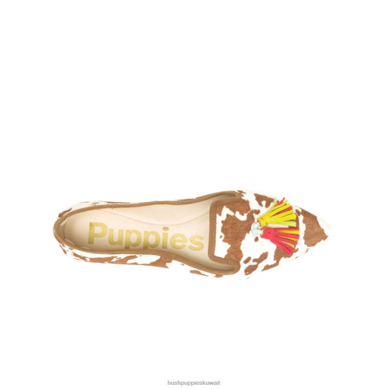 كو Hush Puppies نحيف سادي شرابة 2 شقة جلد البقر المطبوع أحذية مسطحة HZ8X448