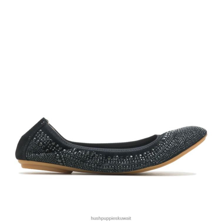 كو Hush Puppies نحيف عفيفة الباليه شقة 2 جلد الغزال الأسود مرصع شقة الباليه HZ8X476
