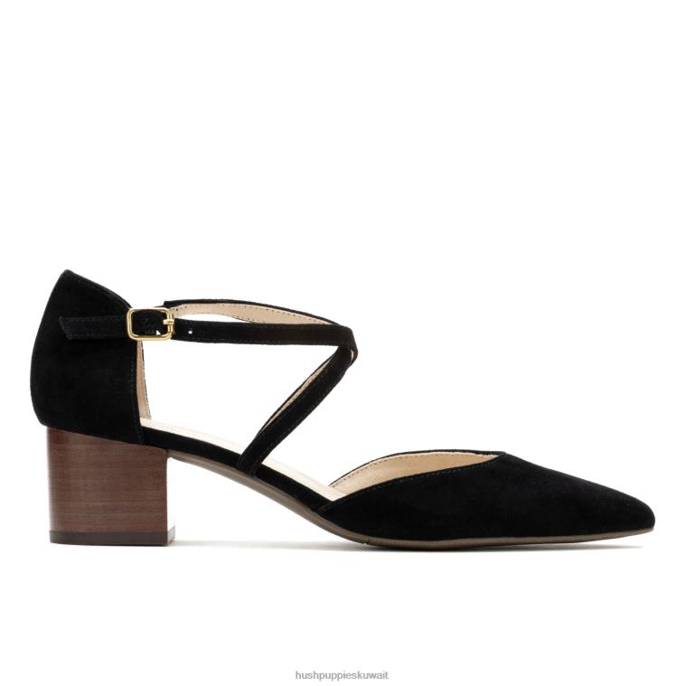 كو Hush Puppies نحيف مضخة صوفي جلد الغزال الأسود الجريء كعوب HZ8X4100