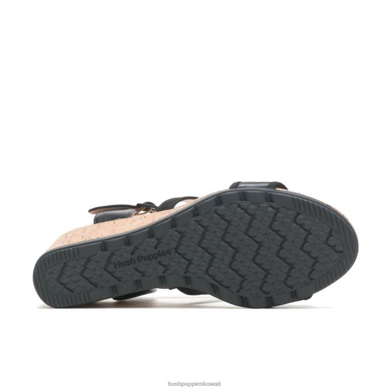 كو Hush Puppies نحيف صندل بكيني جلد أسود جريء كعوب HZ8X4106