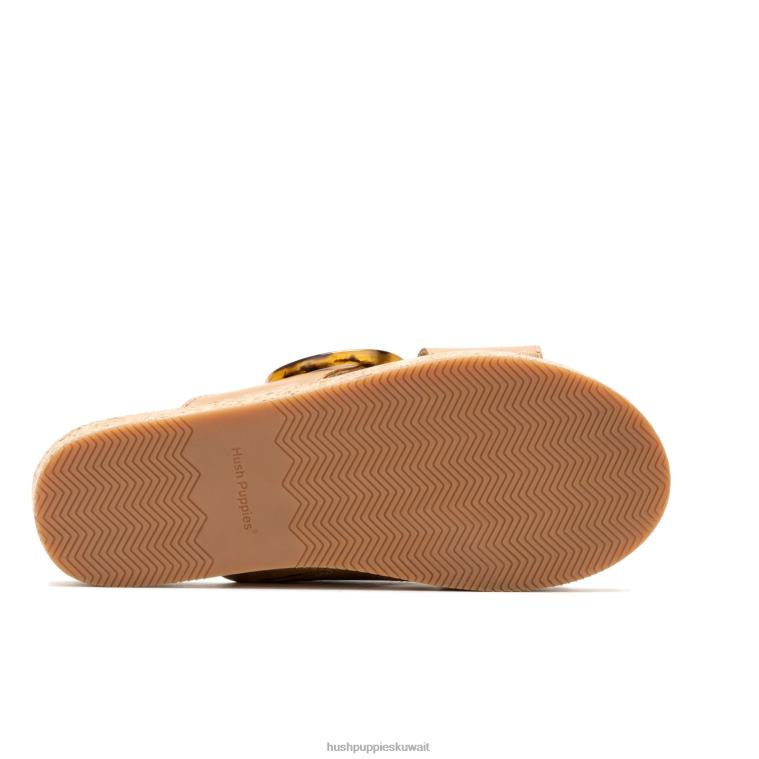 كو Hush Puppies نحيف يونيو صندل بإبزيم منزلق جلد بيج عميق صندل HZ8X410