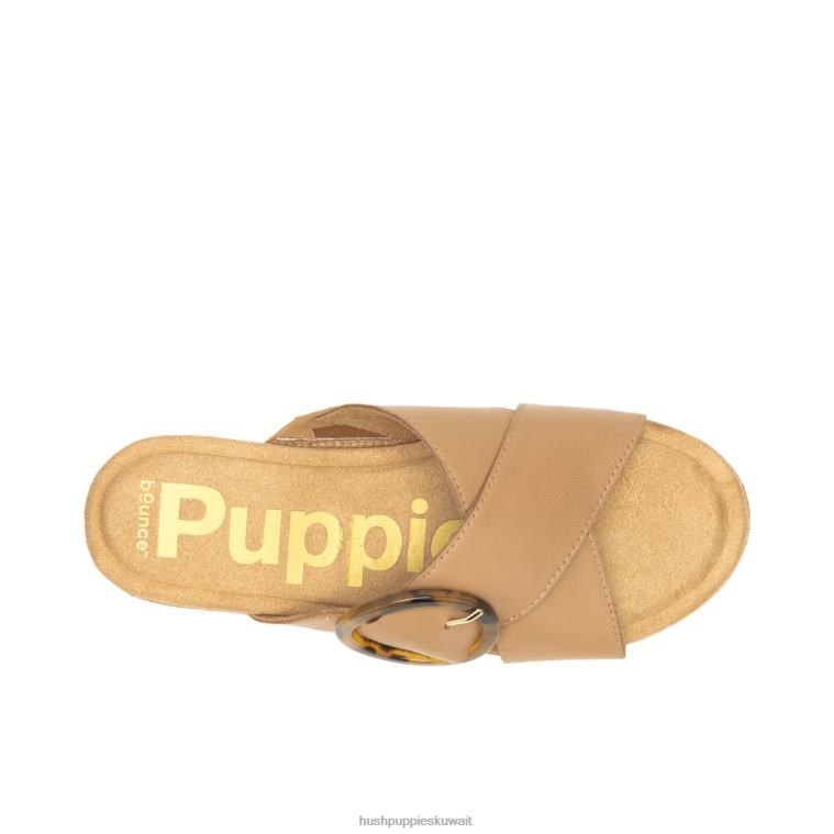 كو Hush Puppies نحيف يونيو صندل بإبزيم منزلق جلد بيج عميق صندل HZ8X410