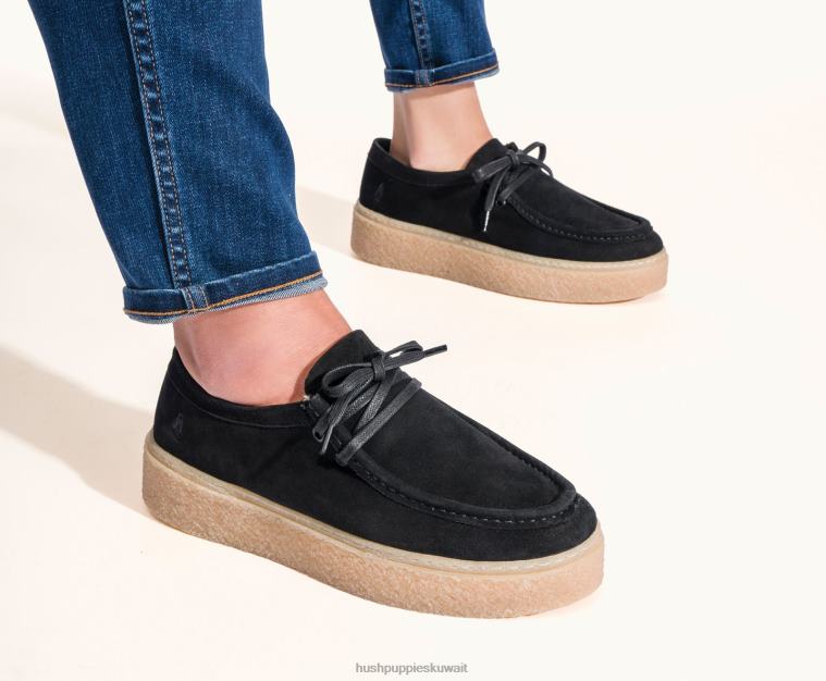 كو Hush Puppies نحيف بريدجيت جلد الغزال الأسود الجريء حذاء رياضة HZ8X4132
