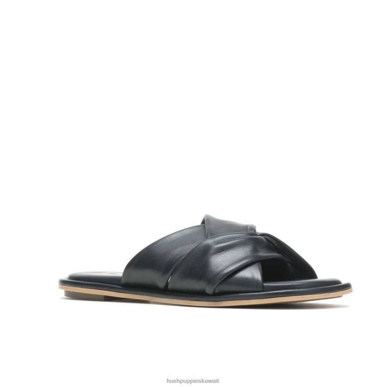 كو Hush Puppies نحيف صندل إميلي سلايد جلد أسود جريء صندل HZ8X414