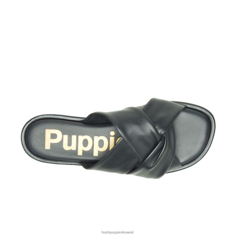 كو Hush Puppies نحيف صندل إميلي سلايد جلد أسود جريء صندل HZ8X414