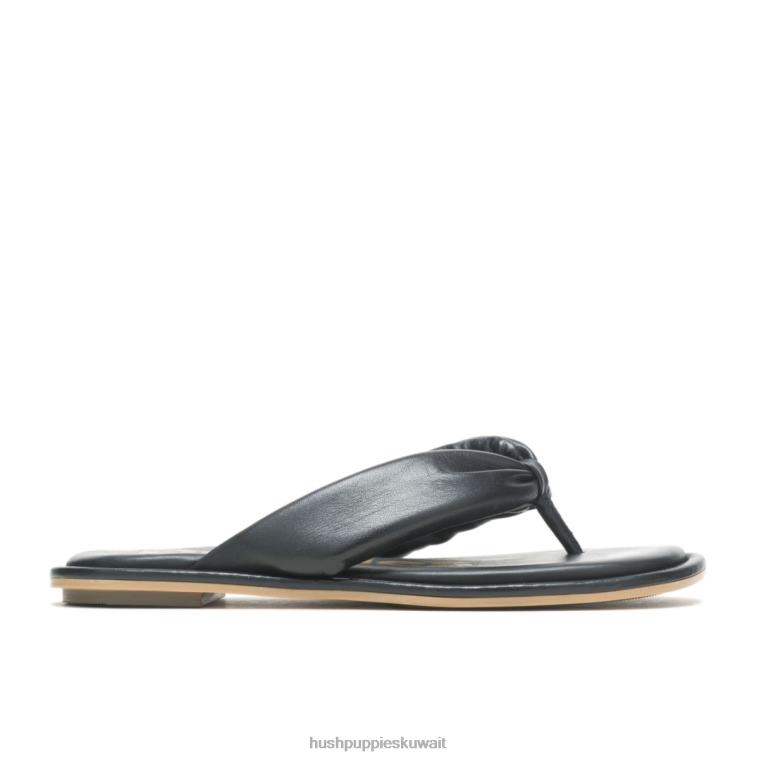 كو Hush Puppies نحيف إميلي تو بوست صندل جلد أسود جريء صندل HZ8X415