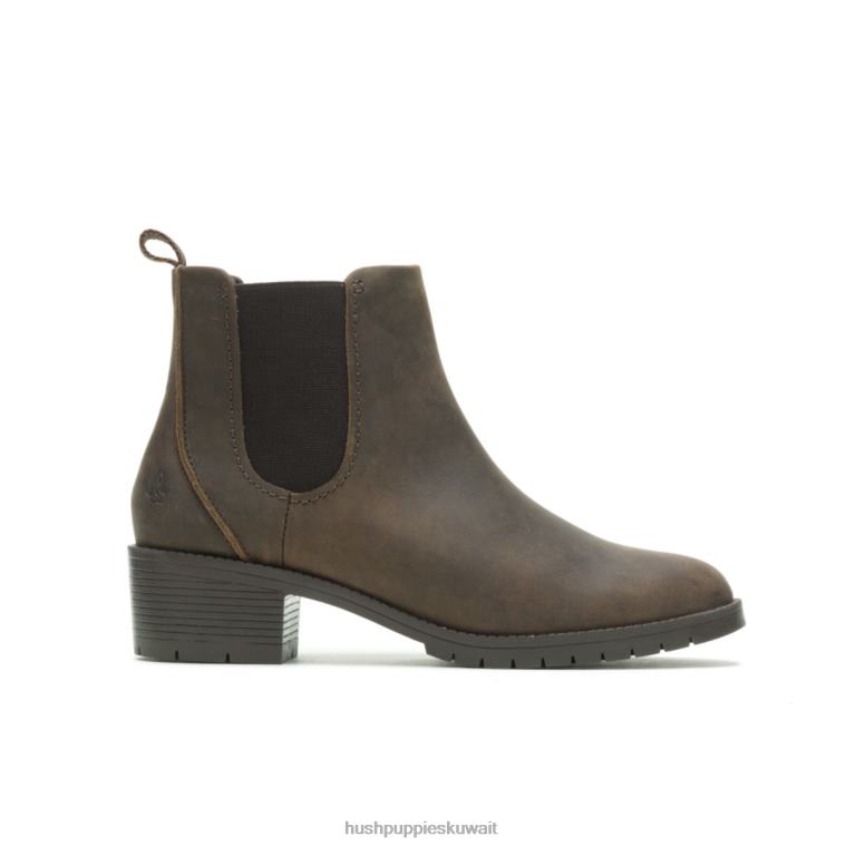 كو Hush Puppies نحيف هادلي تشيلسي التمهيد جلد بني حذاء طويل HZ8X4152