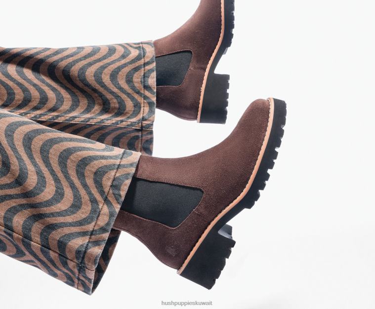 كو Hush Puppies نحيف حذاء اميليا تشيلسي جلد الغزال البني الشوكولاته حذاء طويل HZ8X4155
