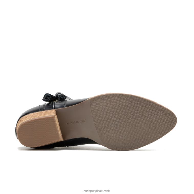 كو Hush Puppies نحيف سييرا التمهيد شرابة جلد أسود جريء حذاء طويل HZ8X4158