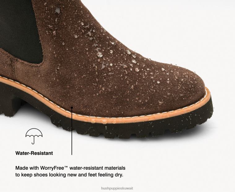 كو Hush Puppies نحيف حذاء اميليا تشيلسي جلد الغزال الأسود الجريء حذاء طويل HZ8X4159