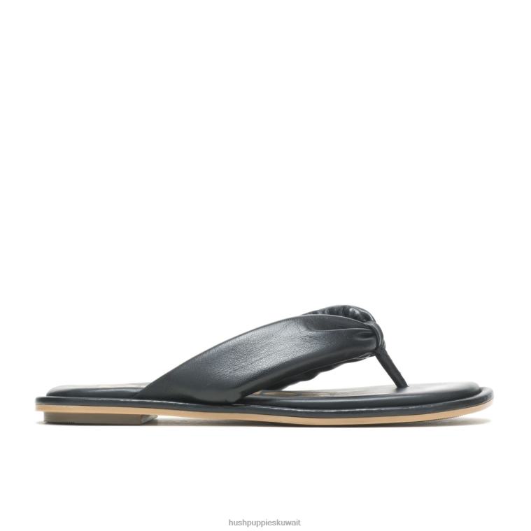 كو Hush Puppies نحيف إميلي تو بوست صندل جلد أسود جريء صندل HZ8X415