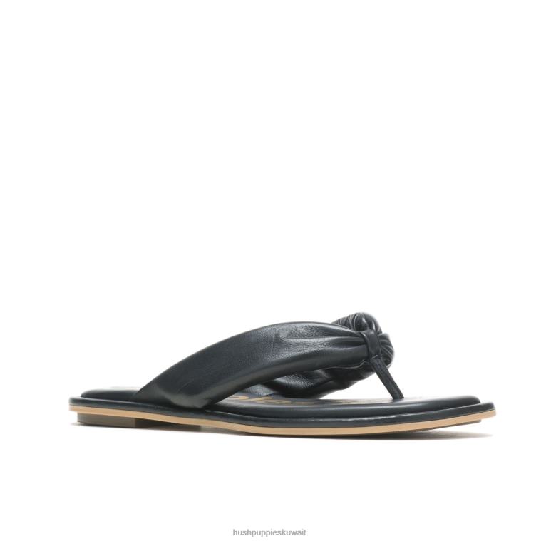 كو Hush Puppies نحيف إميلي تو بوست صندل جلد أسود جريء صندل HZ8X415