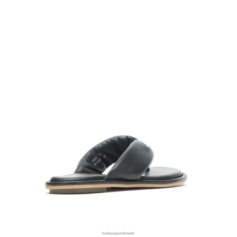 كو Hush Puppies نحيف إميلي تو بوست صندل جلد أسود جريء صندل HZ8X415