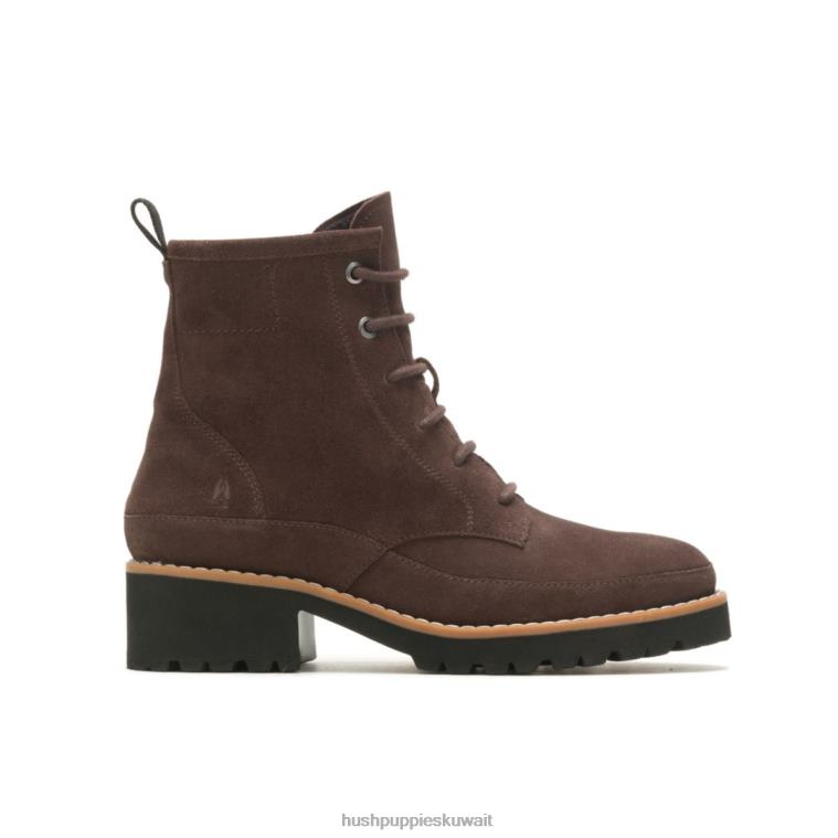 كو Hush Puppies نحيف التمهيد الدانتيل اميليا جلد الغزال البني الداكن حذاء طويل HZ8X4174