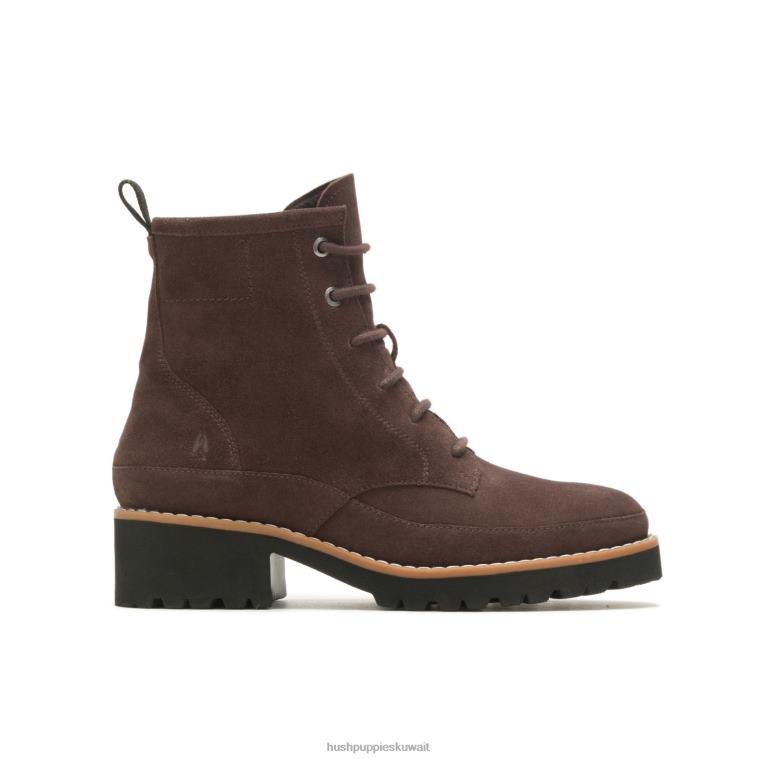 كو Hush Puppies نحيف التمهيد الدانتيل اميليا جلد الغزال البني الداكن حذاء طويل HZ8X4174