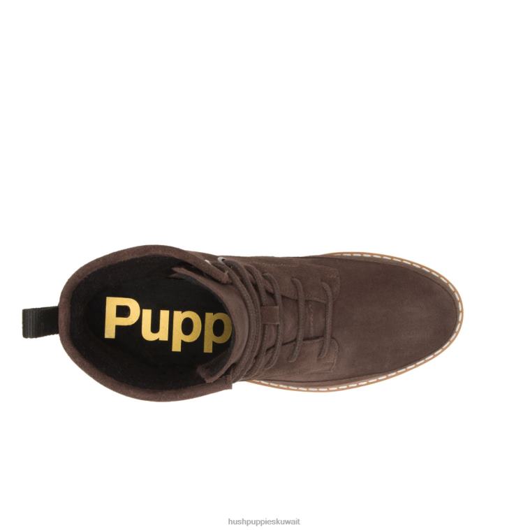 كو Hush Puppies نحيف التمهيد الدانتيل اميليا جلد الغزال البني الداكن حذاء طويل HZ8X4174