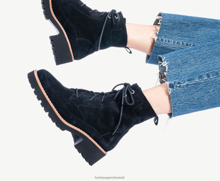 كو Hush Puppies نحيف التمهيد الدانتيل اميليا جلد الغزال البني الداكن حذاء طويل HZ8X4174