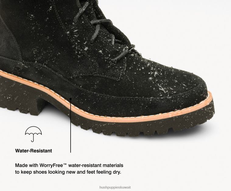 كو Hush Puppies نحيف التمهيد الدانتيل اميليا جلد الغزال البني الداكن حذاء طويل HZ8X4174