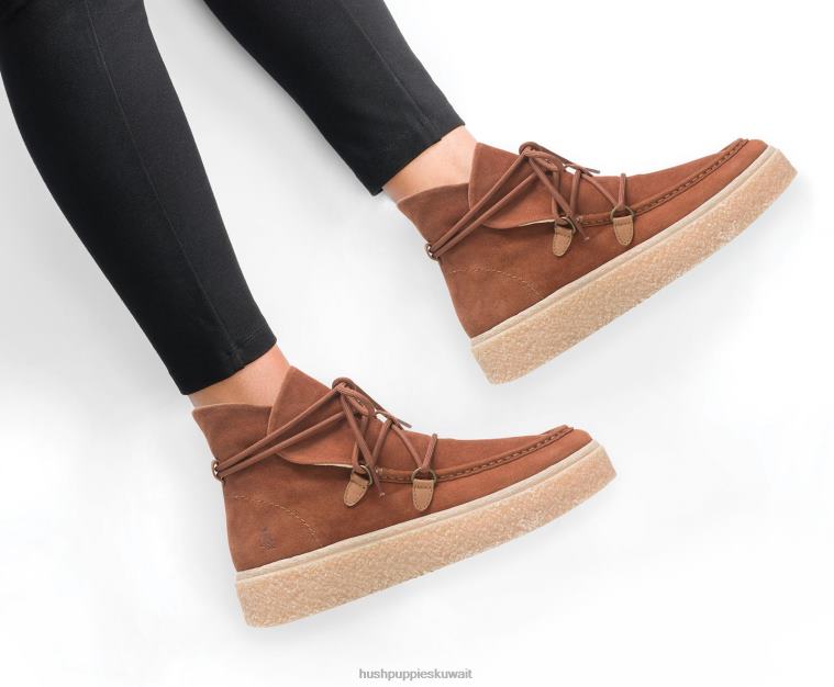 كو Hush Puppies نحيف التمهيد بريدجيت تشوكا الدانتيل كونياك من جلد الغزال حذاء طويل HZ8X4176
