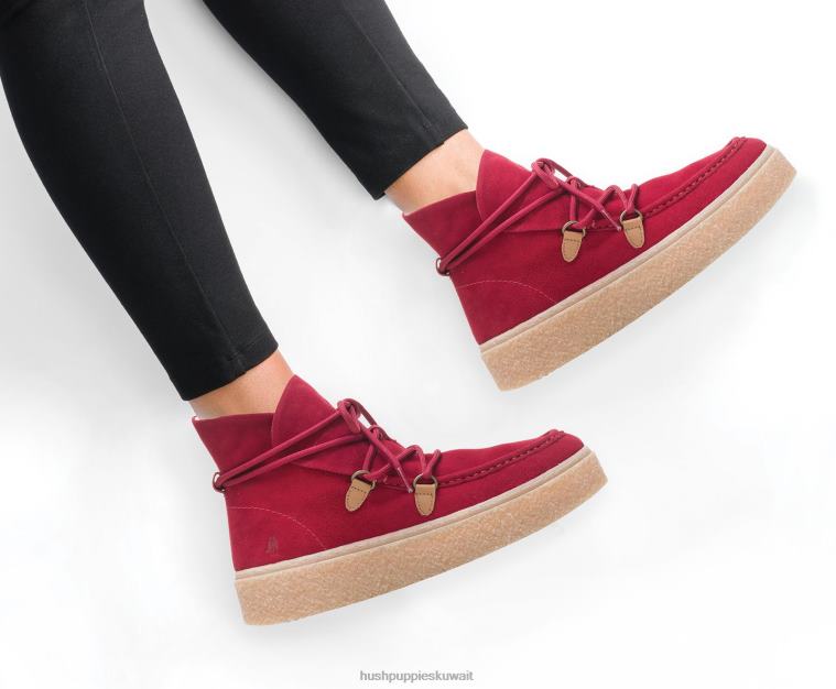 كو Hush Puppies نحيف التمهيد بريدجيت تشوكا الدانتيل راوند جلد الغزال الأحمر حذاء طويل HZ8X4177