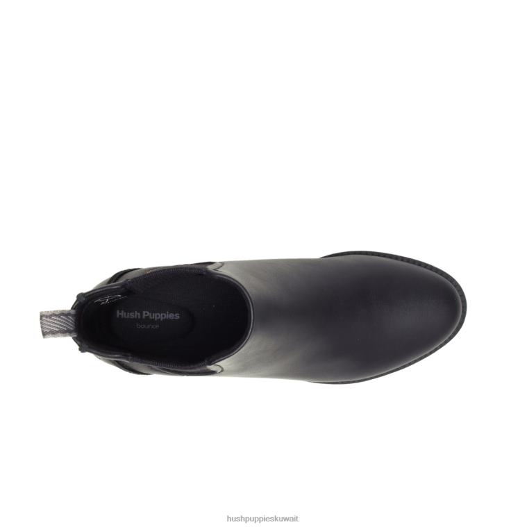 كو Hush Puppies نحيف هادلي تشيلسي التمهيد جلد أسود حذاء طويل HZ8X4181