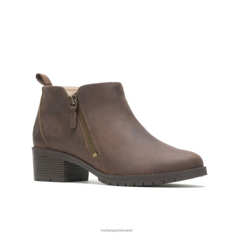 كو Hush Puppies نحيف هادلي الجانب البريدي التمهيد جلد بني حذاء طويل HZ8X4184