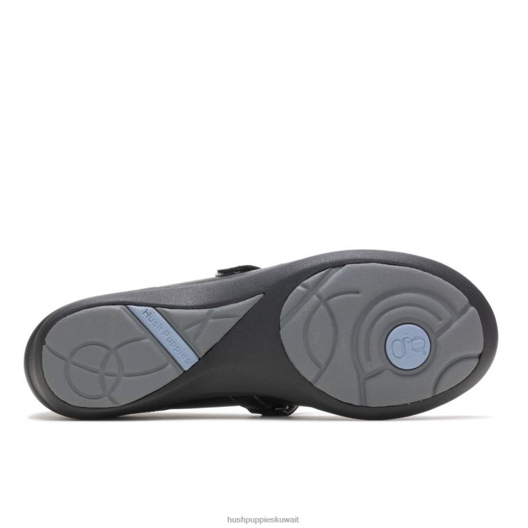 كو Hush Puppies نحيف ملحمة ماري جين جلد أسود الأحذية الكاجوال HZ8X4228