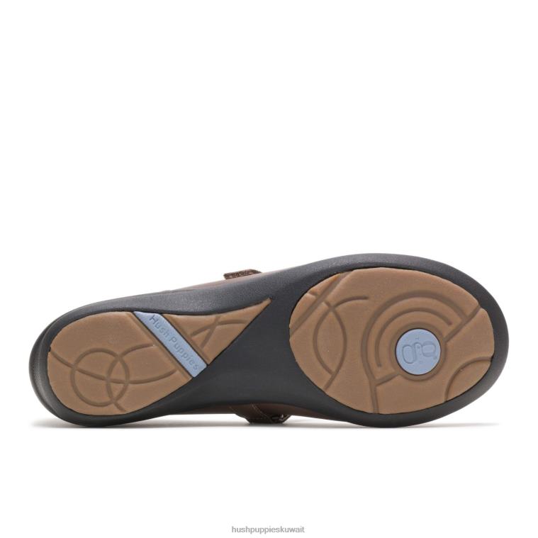 كو Hush Puppies نحيف ملحمة ماري جين جلد بني غامق الأحذية الكاجوال HZ8X4229