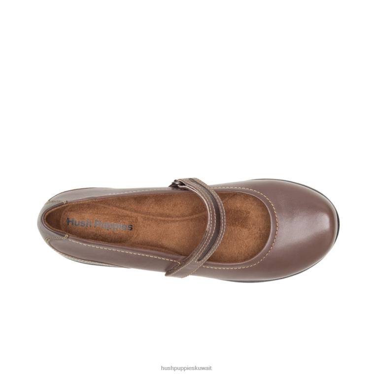 كو Hush Puppies نحيف ملحمة ماري جين جلد بني غامق الأحذية الكاجوال HZ8X4229