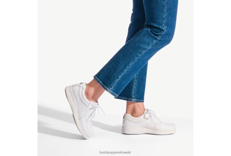 كو Hush Puppies نحيف ووكر السلطة جلد أبيض أحذية المشي HZ8X4231