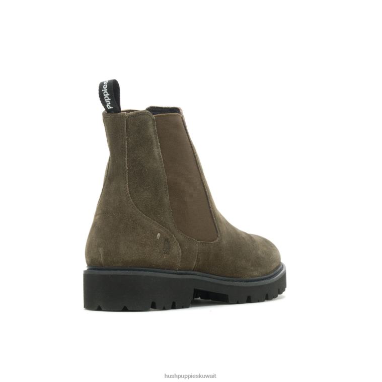 كو Hush Puppies رجال جود تشيلسي التمهيد جلد الغزال الزيتون العميق حذاء طويل HZ8X4267