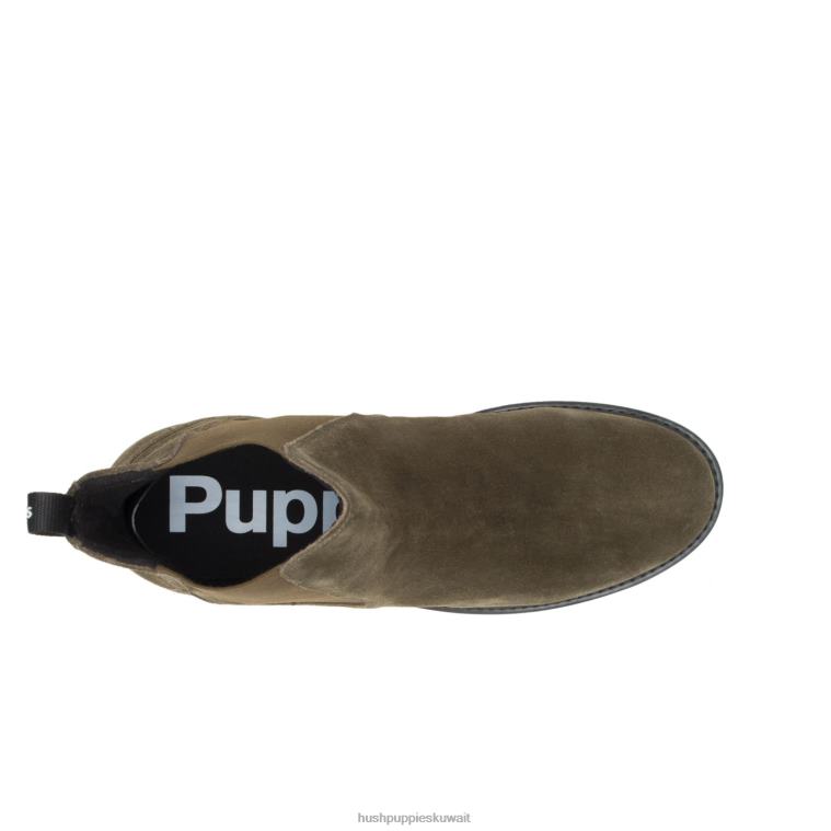 كو Hush Puppies رجال جود تشيلسي التمهيد جلد الغزال الزيتون العميق حذاء طويل HZ8X4267