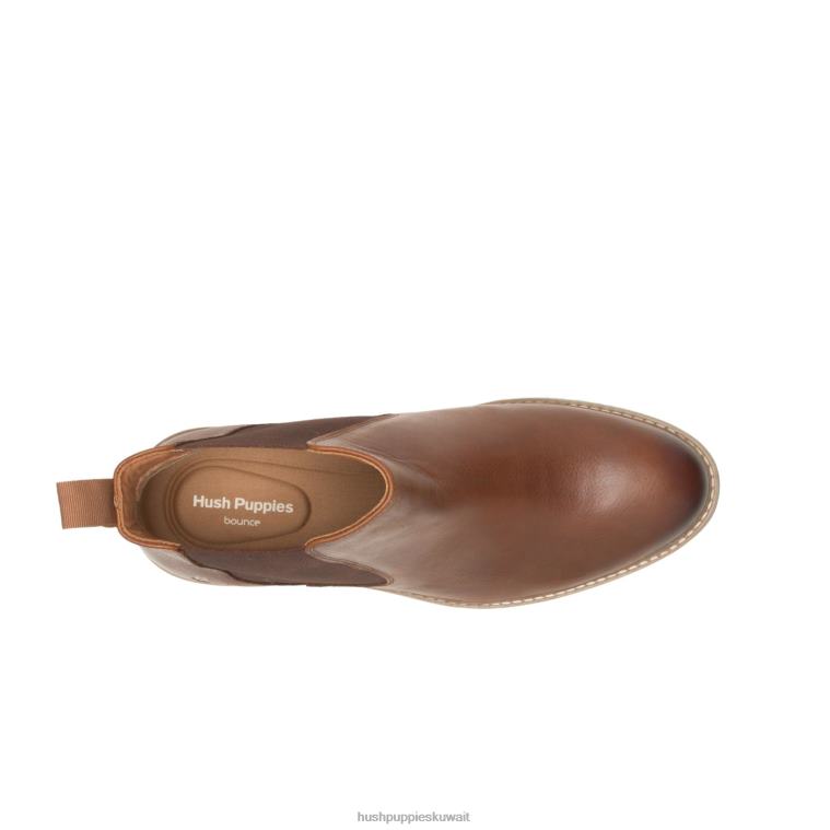 كو Hush Puppies رجال التمهيد تشيلسي ديترويت جلد كونياك حذاء طويل HZ8X4270