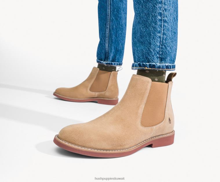 كو Hush Puppies رجال التمهيد تشيلسي ديترويت جلد كونياك حذاء طويل HZ8X4270