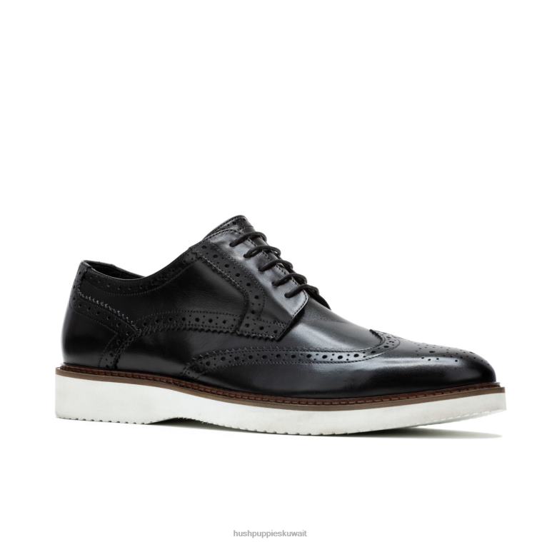 كو Hush Puppies رجال ايفرت وينج تيب أكسفورد جلد أسود جريء أكسفورد HZ8X4286