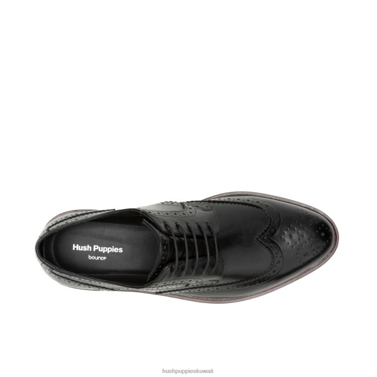 كو Hush Puppies رجال ايفرت وينج تيب أكسفورد جلد أسود جريء أكسفورد HZ8X4286