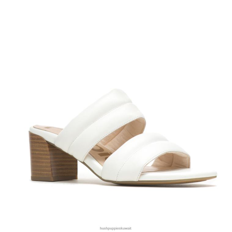 كو Hush Puppies نحيف صندل منزلق ليلى جلد لؤلؤي أبيض كعوب HZ8X430