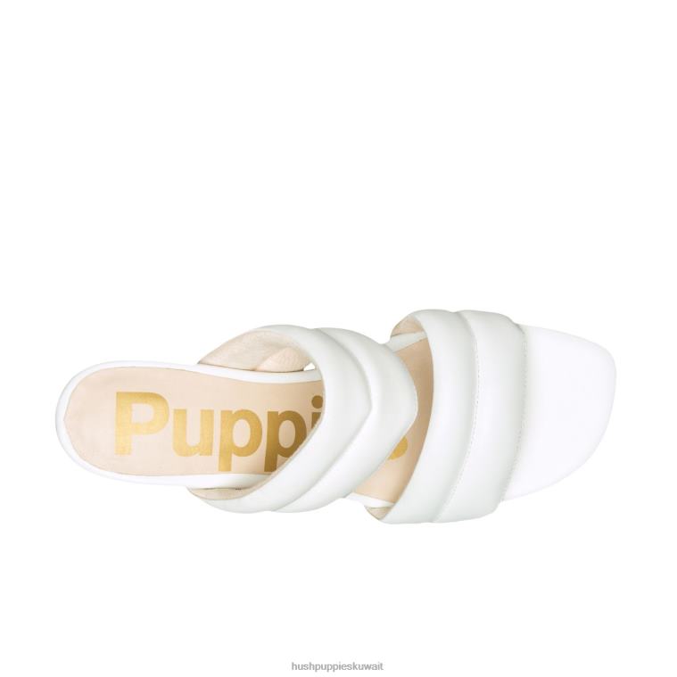 كو Hush Puppies نحيف صندل منزلق ليلى جلد لؤلؤي أبيض كعوب HZ8X430