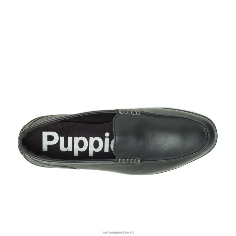 كو Hush Puppies رجال فينلي متعطل جلد أسود الكسول HZ8X4315
