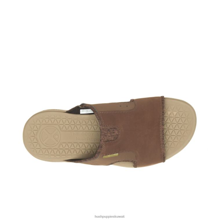 كو Hush Puppies رجال تفعيل صندل منزلق جلد بني غامق صندل HZ8X4317