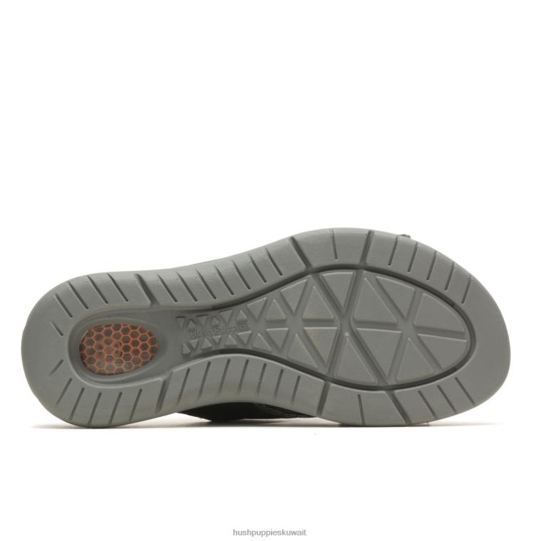 كو Hush Puppies رجال تفعيل صندل منزلق جلد أسود جريء صندل HZ8X4319