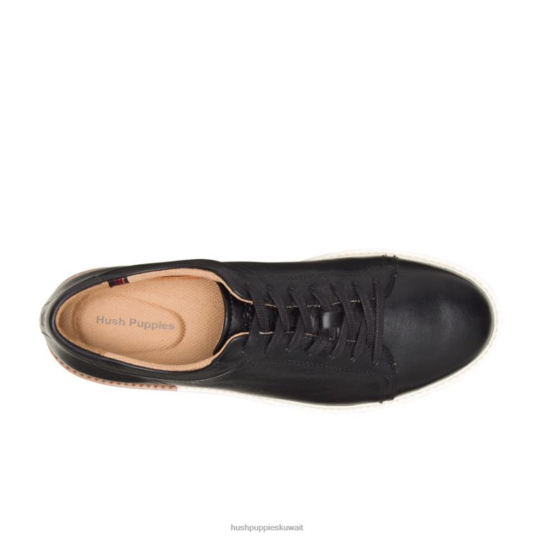 كو Hush Puppies رجال حذاء هيث جلد أسود حذاء رياضة HZ8X4325