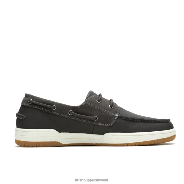 كو Hush Puppies رجال حذاء قارب كولتون جلد رمادي غامق الكسول HZ8X4345