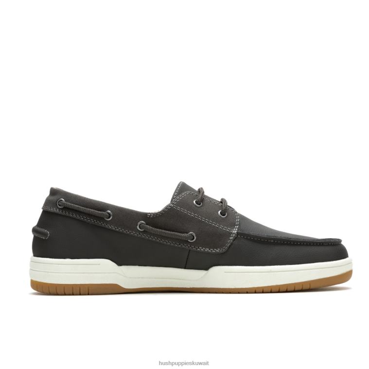كو Hush Puppies رجال حذاء قارب كولتون جلد رمادي غامق الكسول HZ8X4345