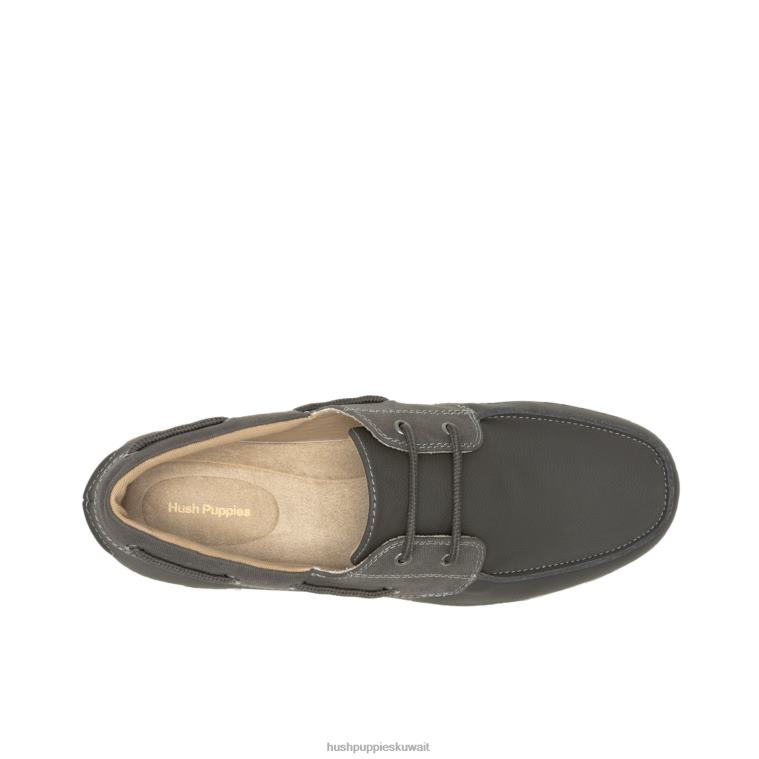 كو Hush Puppies رجال حذاء قارب كولتون جلد رمادي غامق الكسول HZ8X4345