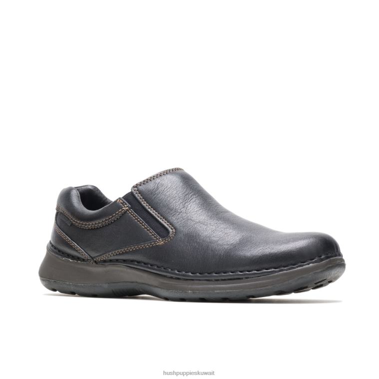 كو Hush Puppies رجال القمر الثاني جلد أسود الكسول HZ8X4348