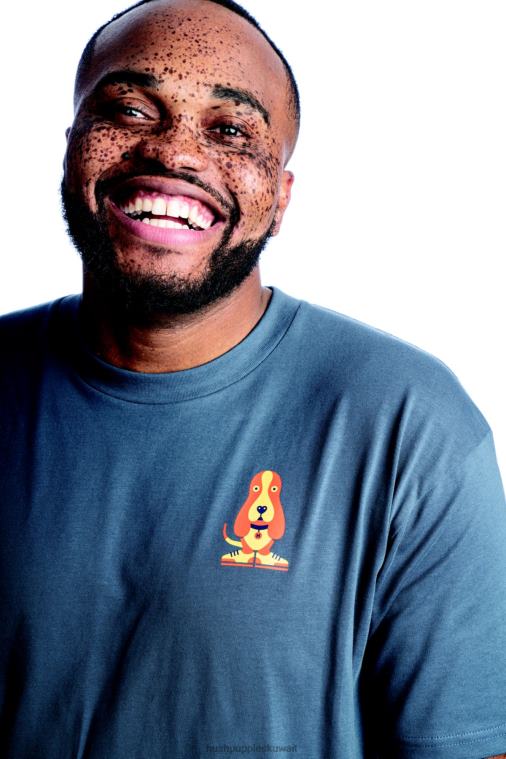 كو Hush Puppies رجال الحديث الباسط كلب الرسم المحملة الأزرق الداكن قمصان HZ8X4365