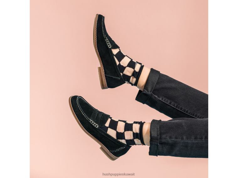 كو Hush Puppies نحيف النمنمة متعطل جلد الغزال الأسود الكسول HZ8X441